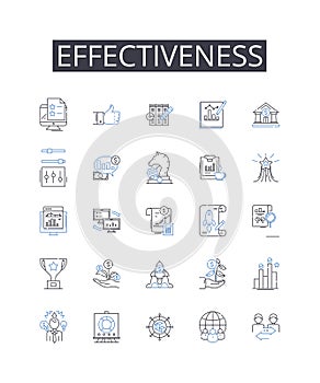 Effectiveness line icons collection. Forecasting, Modeling, Machine learning, Prediction, Data mining, Analytics