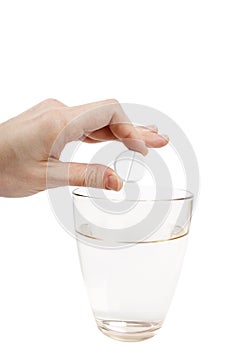 Effervescence tablet and a glass of water