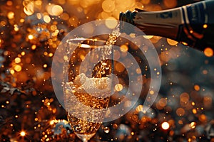 Effervescent elixir: sparkling wine, a bubbly celebration encapsulated in every sip, a golden symphony of effervescence
