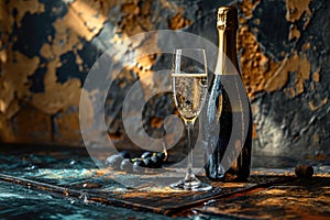 Effervescent elixir: sparkling wine, a bubbly celebration encapsulated in every sip, a golden symphony of effervescence