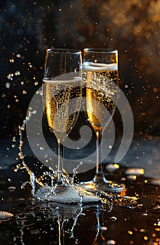 Effervescent elixir: sparkling wine, a bubbly celebration encapsulated in every sip, a golden symphony of effervescence