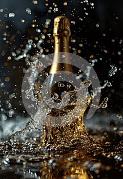 Effervescent elixir: sparkling wine, a bubbly celebration encapsulated in every sip, a golden symphony of effervescence