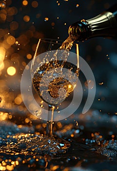 Effervescent elixir: sparkling wine, a bubbly celebration encapsulated in every sip, a golden symphony of effervescence