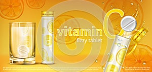 Effervescent soluble tablet with vitamin C