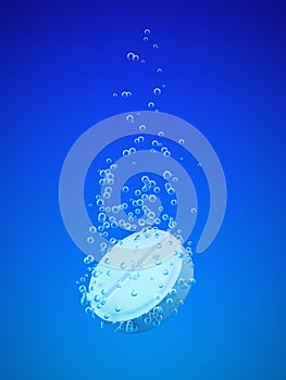 Effervescent tablet with bubbles.