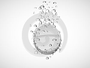 Effervescent tablet in water with bubbles.vector