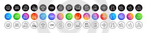 Efficacy, Contactless payment and Euro rate line icons. For web app, printing. Round icon buttons. Vector photo