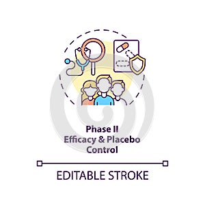 Efficacy and placebo control concept icon photo