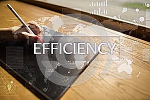 Efficiency Growth concept. Business and technology. Virtual screen.