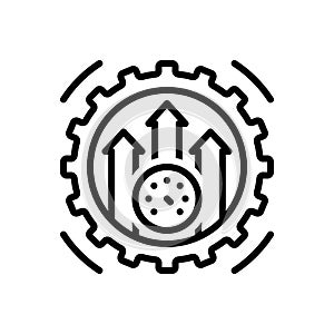 Black line icon for Efficiency, capacity and process