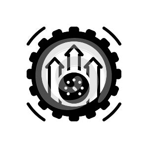 Black solid icon for Efficiency, capacity and growth