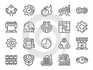 Efficiency line icon set. Included the icons as velocity, organizing, performance, productive, work, timeline  and more. photo