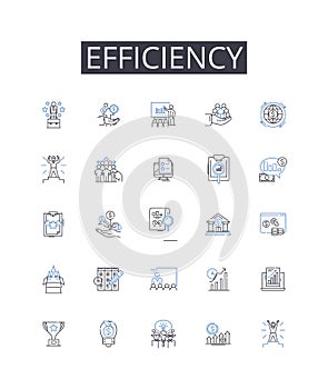 Efficiency line icons collection. Speediness, Productiveness, Promptness, Competence, Proficiency, Agility, Quickness