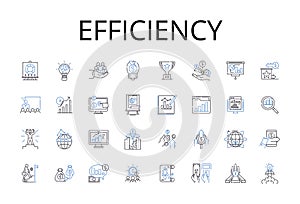 Efficiency line icons collection. Speediness, Productiveness, Promptness, Competence, Proficiency, Agility, Quickness