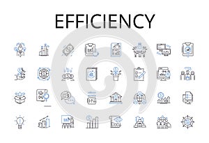 Efficiency line icons collection. Speediness, Productiveness, Promptness, Competence, Proficiency, Agility, Quickness