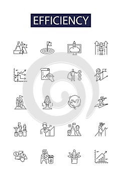 Efficiency line vector icons and signs. Economical, Productive, Streamlined, Swift, Economize, Expedite, Facilitate photo