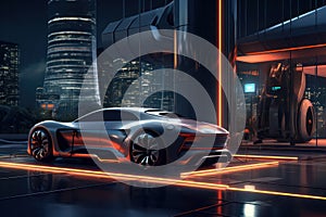Efficiency Meets Elegance, 3D Render of a Futuristic Electric Car, A Vision of Tomorrow\'s Roads