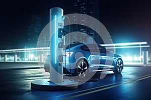 Efficiency Meets Elegance, 3D Render of a Futuristic Electric Car, A Vision of Tomorrow\'s Roads