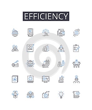 Efficiency line icons collection. Speediness, Productiveness, Promptness, Competence, Proficiency, Agility, Quickness