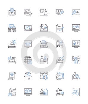 Efficiency and productivity line icons collection. Streamline, Automation, Optimization, Output, Precision, Time