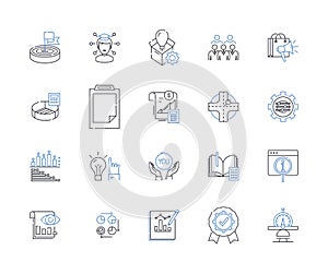 Efficiency and productivity line icons collection. Streamline, Focus, Optimize, Prioritize, Automate, Output