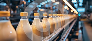 Efficient bottled milk production line in a standard factory optimizing productivity photo
