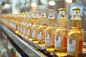 Efficient Bottling Production Line in Operation at a Modern Beverage Manufacturing Plant