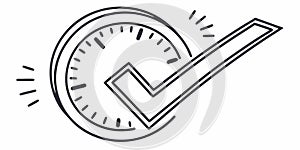 Efficient Checkmark and Clock Vector Icon, Time Management, vector design Generative AI