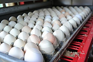 Efficient conveyor for eggs. Modern system for smooth and reliable transport