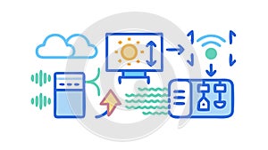 Efficient Data Flow and Cloud Computing System, vector design Generative AI