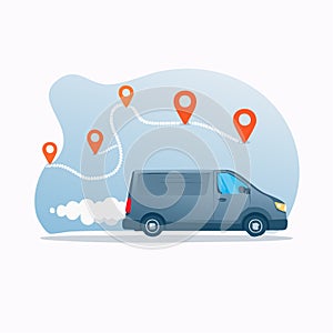 Efficient Delivery Service Van on a GPS Route