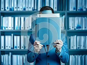 Efficient Document Management Concept with Businessman Handling Digital Files