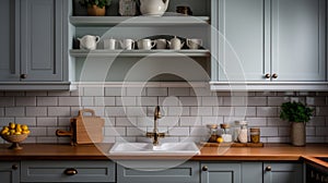 Efficient kitchen with modern appliances, organized storage in minimalist renovated setting