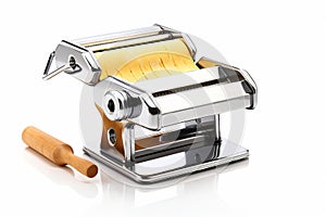 Efficient Metal pasta maker machine with dough. Generate Ai