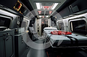 Efficient Modern ambulance inside. Generate Ai