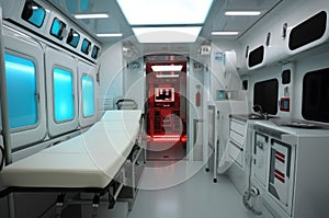 Efficient Modern ambulance inside transport. Generate Ai