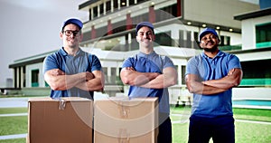 Efficient movers load van with boxes