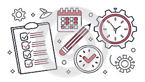 Efficient Planning and Time Management Icons, vector design Generative AI