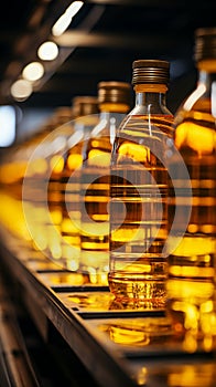 Efficient production line in the food industry bottling refined sunflower oil