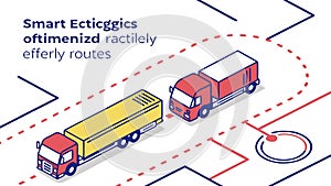 Efficient Route Logistics: Optimized Freight Delivery Vector Design, vector design Generative AI