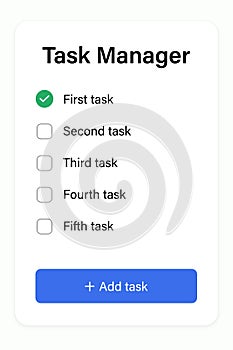 Task Manager App with To-Do List and Checkboxes Interface