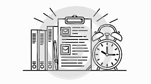 Efficient Time Management Document Concept with Clock Symbol Vector Illustration