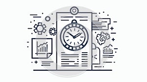 Efficient Time Management Document Concept with Clock Symbol Vector Illustration