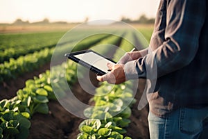 Efficient Using tablet digital at agriculture field. Generate Ai