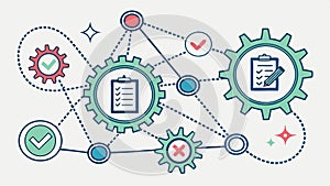 Gears and checkmarks symbolizing process efficiency vector design Generative AI
