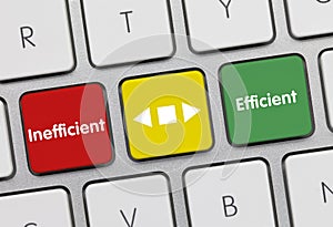 Efficient Vs Inefficient - Inscription on Green Keyboard Key