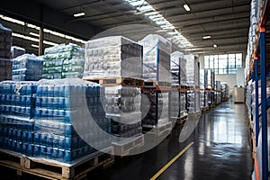 Efficient warehouse: high racks, supervisory monitoring aisles for streamlined storage