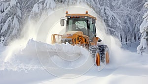 Efficient winter weather preparation snow plow clearing and cleaning roads for safe travel