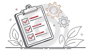 Efficient Workflow Checklist with Gears, Task Management, vector design Generative AI