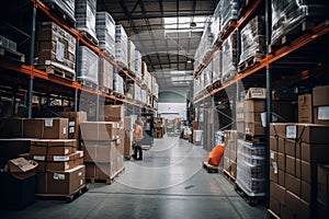 Efficiently managed and neatly organized packaging in a distribution warehouse setting